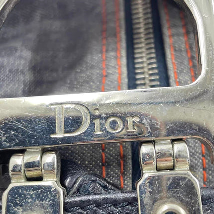 Dior Flight Medium Black Oblique Monogram Orange Strap Shoulder Bag