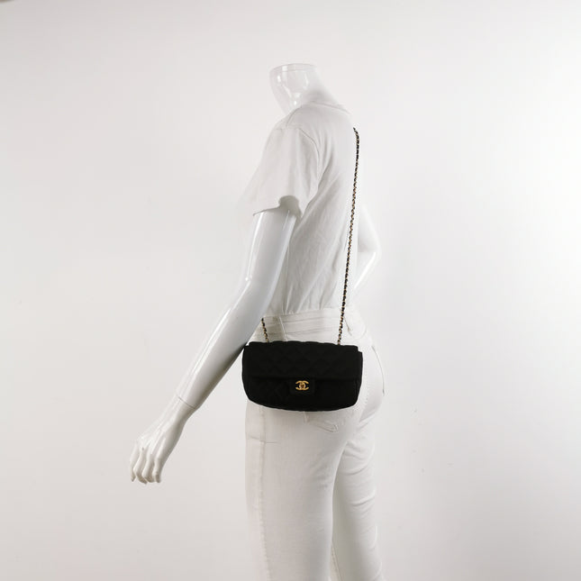 Chanel Classic Flap Extra Mini Black Silk Satin Quilted Gold-tone Hardware