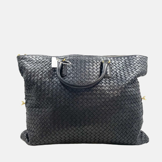 Bottega Veneta Maxi Convertible Tote Bag Hobo Black Leather Two-way Carry 50cm-Luxbags