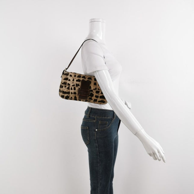 Sold Fendi Baguette Pony-style Calfskin Leather Brown Printed on Beige