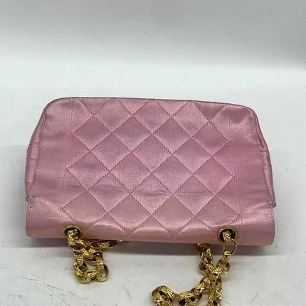 Chanel Diana Flap Bag 1990 Mini Pink Silk Satin Bijou Chain