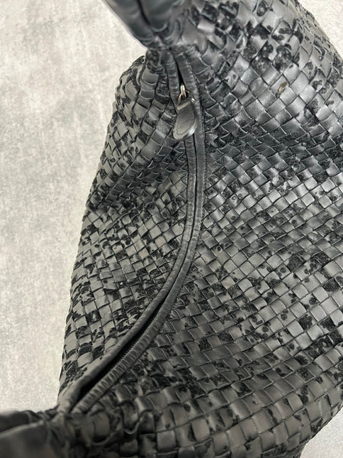 Bottega Veneta Veneta Hobo Maxi Black Leather and Velvet 52cm