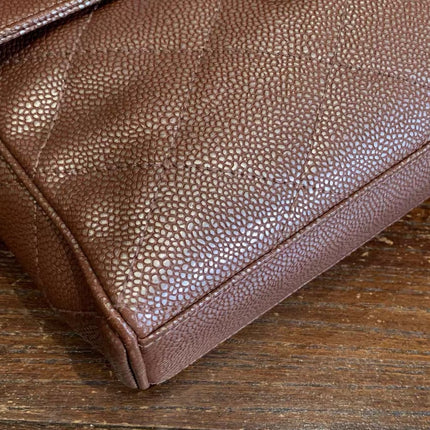 Chanel Vintage Medium Iridescent Brown Caviar Leather Shoulder Bag Gold Hardware