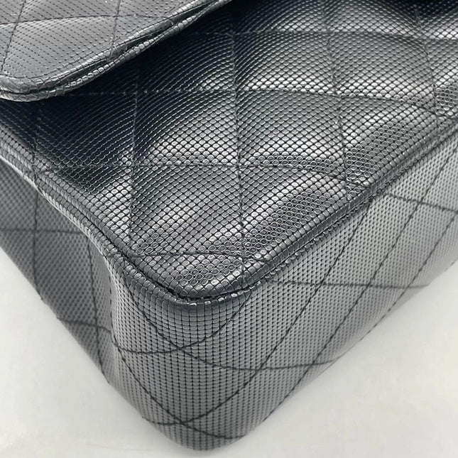 Chanel Classic Flap Medium 2016 Black Pixel Effect Calfskin Leather Gold Hardware