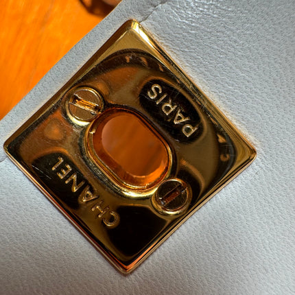 Chanel Diana CC Flap Bag Small Vintage White Lambskin Leather with 24k Gold HW, 1989-1991