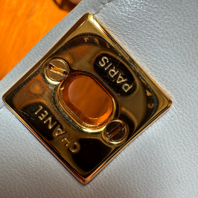 Chanel Diana CC Flap Bag Small Vintage White Lambskin Leather with 24k Gold HW, 1989-1991