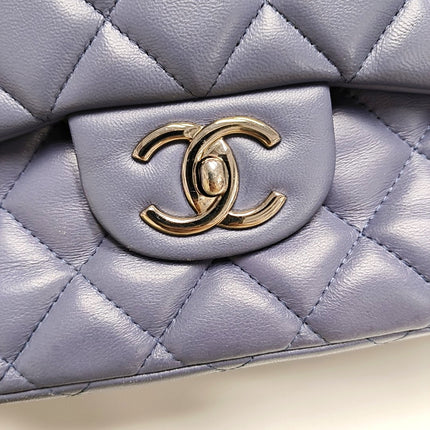 Chanel Classic Flap Maxi Ash Navy Lambskin Leather Double Flap Silver Hardware 2011