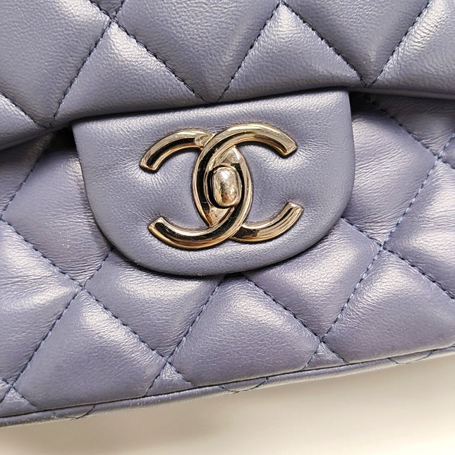 Chanel Classic Flap Maxi Ash Navy Lambskin Leather Double Flap Silver Hardware 2011