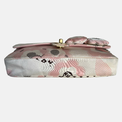 Chanel Camellia Flap Bag Pink Floral Printed Satin Medium, 2005-2006
