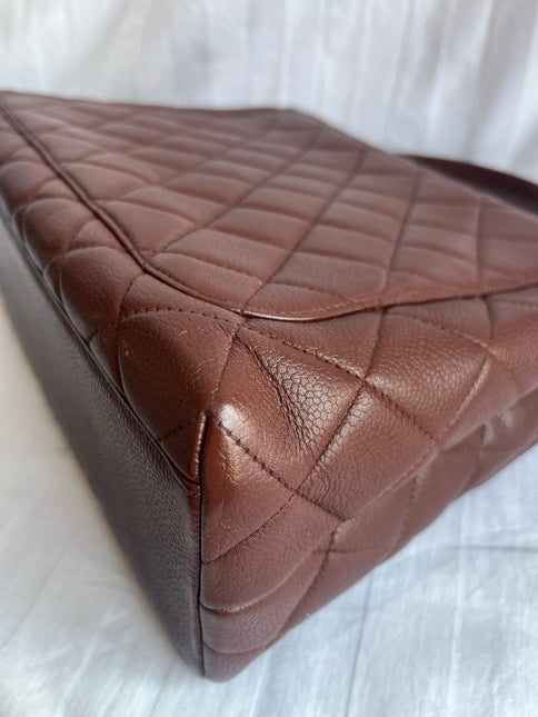 Chanel Vintage Top Handle Kelly Dark Caramel Flap Bag Caviar Leather 24k Gold Plated Hardware, 1996-1997