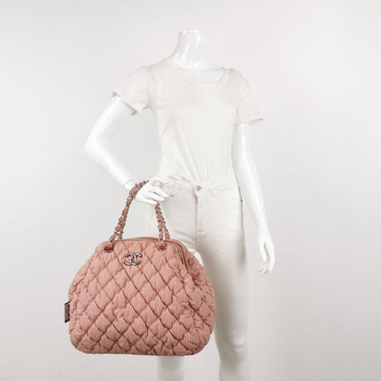 Chanel Bubble Chain Striped Quilted Flap Bag Red/White Tote