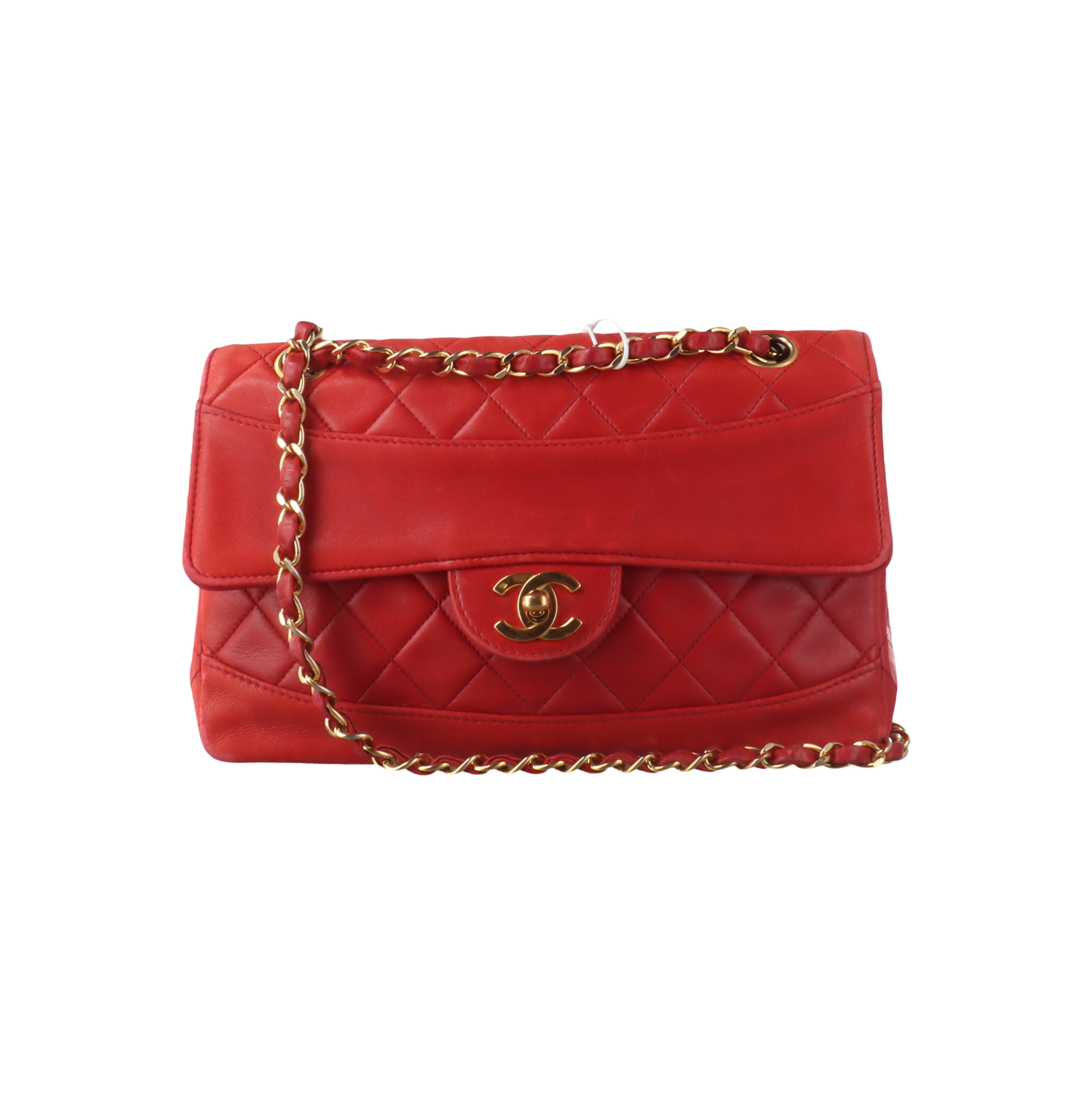 Chanel Classic Flap Vintage 1989 Red Lambskin Leather with 24k Gold Hardware-Luxbags