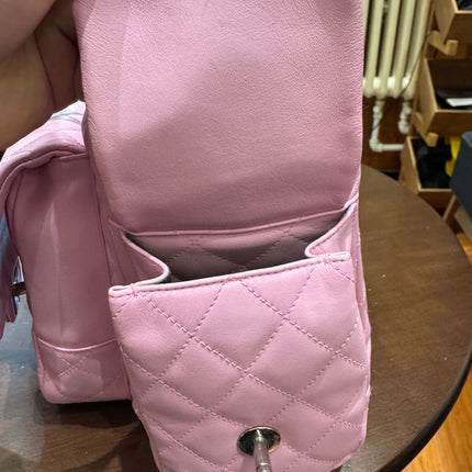 Chanel Cambon Large Pink Calfskin Leather Double Strap Handbag