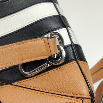 Loewe Puzzle Small Black White Brown Stripes Crossbody Bag
