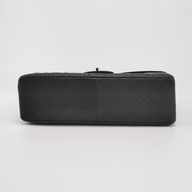 Chanel Classic Flap Jumbo Black Caviar Leather Single Flap Silver Hardware 2006-08