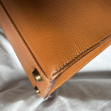 Hermes Kelly 28 Sellier Brown Gold Epsom Leather Gold Hardware 1985