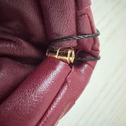 Bottega Veneta Pouch Mini Intrecciato Burgundy Lambskin Leather Crossbody Bag