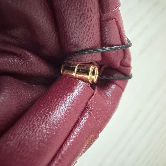 Bottega Veneta Pouch Mini Intrecciato Burgundy Lambskin Leather Crossbody Bag