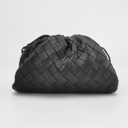 Bottega Veneta Pouch Mini Intrecciato Black Lambskin Leather Crossbody Bag