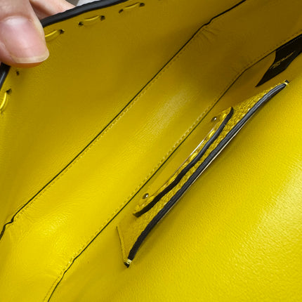 Fendi Baguette Mini Selleria Lemon Yellow Calfskin Leather Crossbody Bag