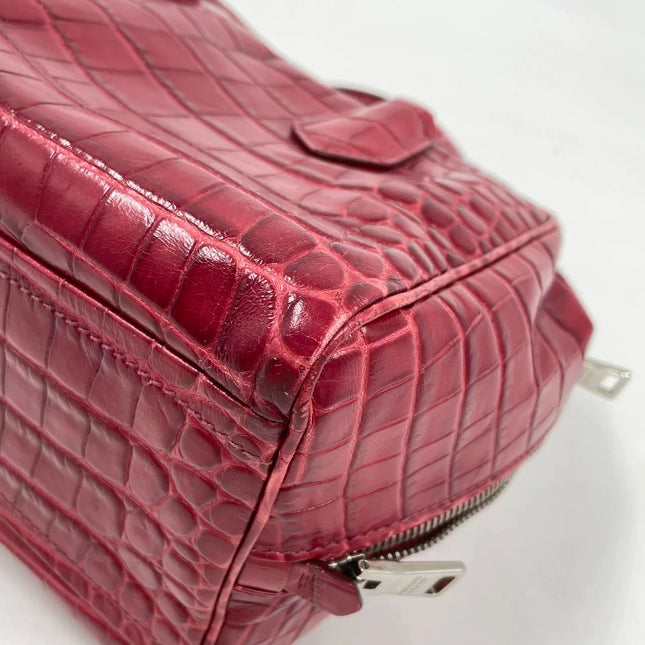 Prada Inside Bag Red Crocodile Leather Pink Lambskin Leather Interior Medium
