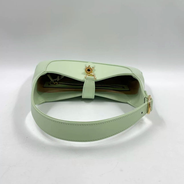 Gucci Jackie 1961 Light Green Leather Bag Small with Adjustable Strap