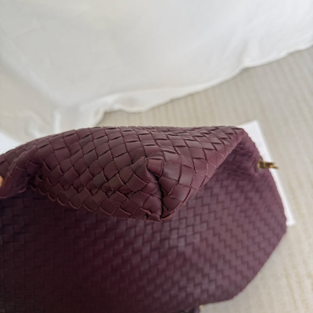 Bottega Veneta Maxi Convertible Tote Bag Wine Burgundy Leather Gold Hardware 50cm