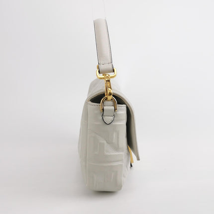 Fendi Baguette White Lambskin Leather Crossbody Bag Medium