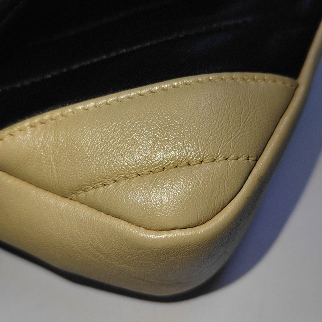 Chanel Small Bicolor Chevron Lambskin Single Flap Bag Black and Gold, 2014-15