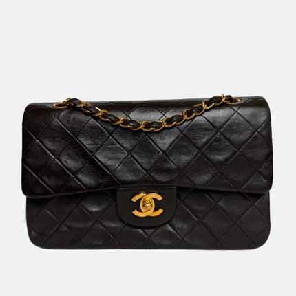 Chanel Classic Flap Small Dark Chocolate Brown Lambskin Leather with 24k Gold Hardware, 1994-1996-Luxbags