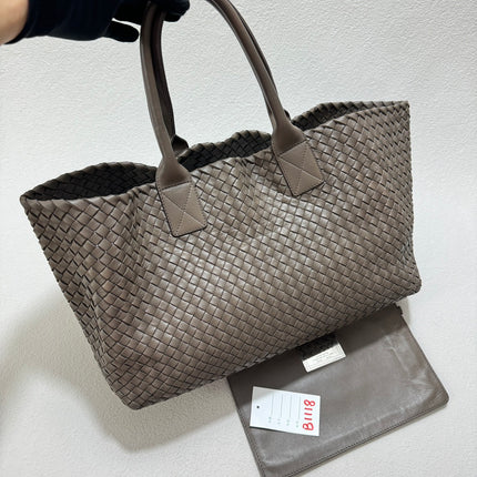 Bottega Veneta Cabat Large Intreccio Leather Tote Bag Grey 40-43cm-Luxbags
