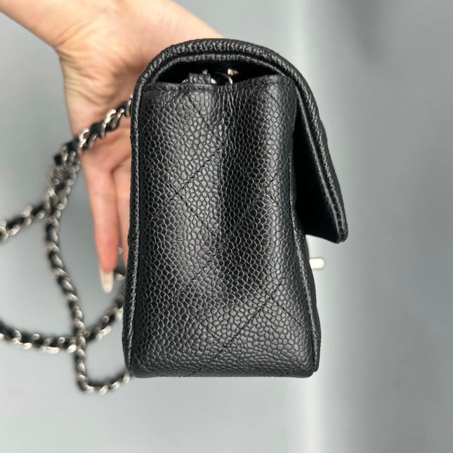 Chanel Classic Flap Mini Black Caviar Silver Hardware 2017-18