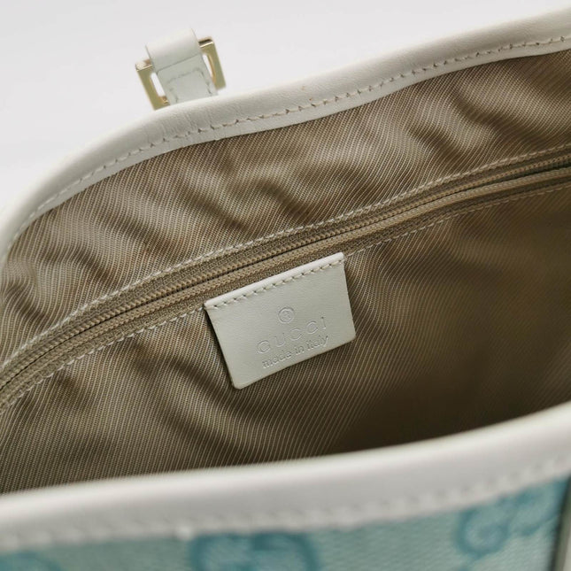 Sold Gucci Jackie Vintage Blue Nylon White Leather Shoulder Bag Medium