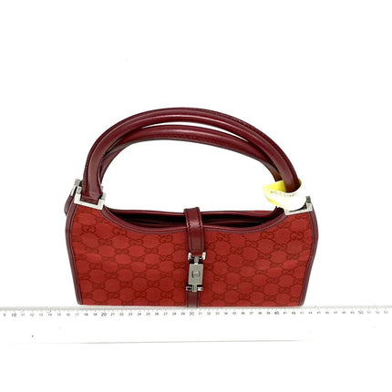 Gucci Jackie Vintage Red Monogram Fabric and Leather Shoulder Bag
