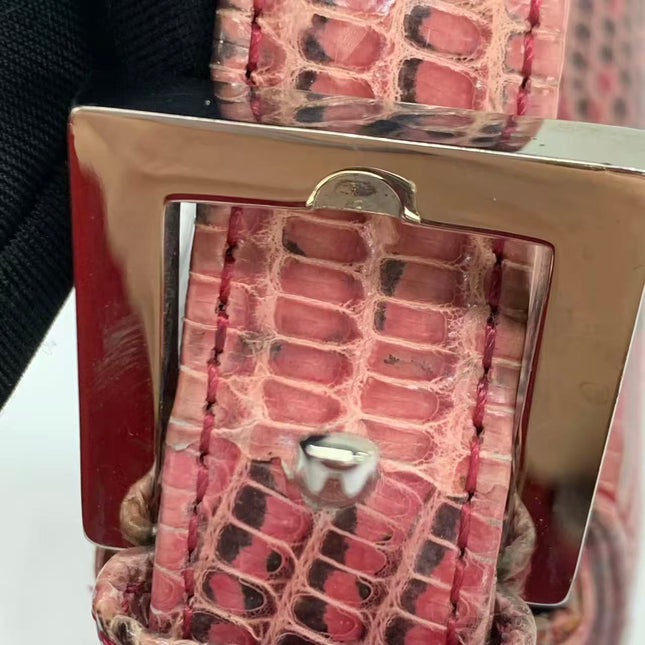 Fendi Baguette Purple Lizard Skin Leather Handbag