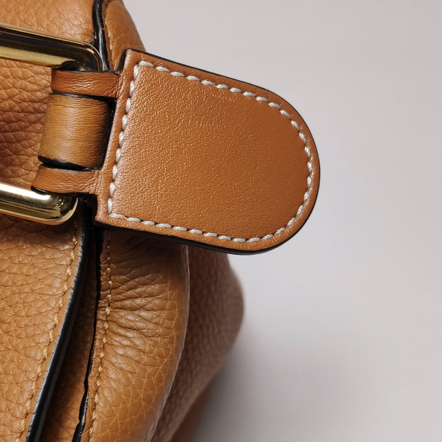 Loewe Puzzle Medium Brown Leather with Embroidered Multicolor Strap