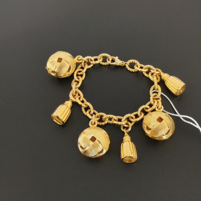 Celine 1990s Vintage Gold-tone Link Charms Bracelet