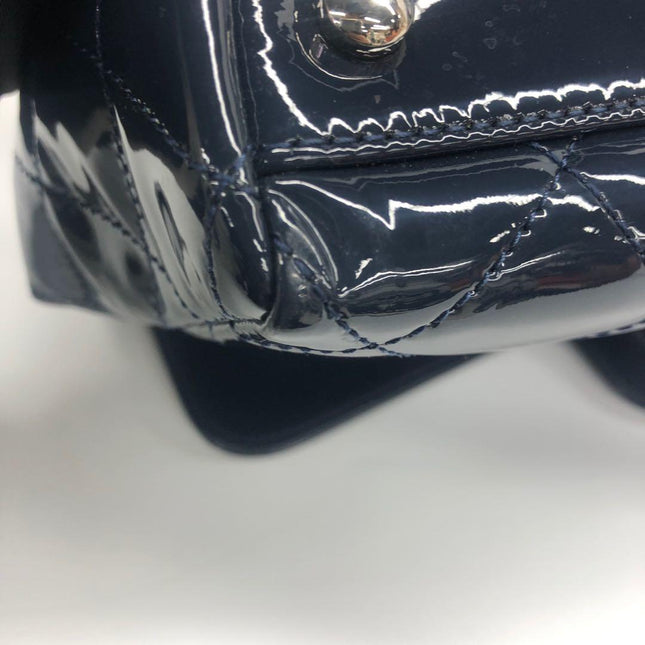 Chanel Coco Shine Small Tote Black Quilted Patent Leather Silver Hardware 2014-15