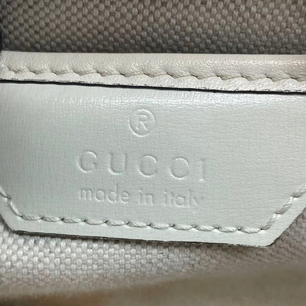 Gucci Bamboo 1947 Top Handle Bag Small White Box Leather Canvas Strap