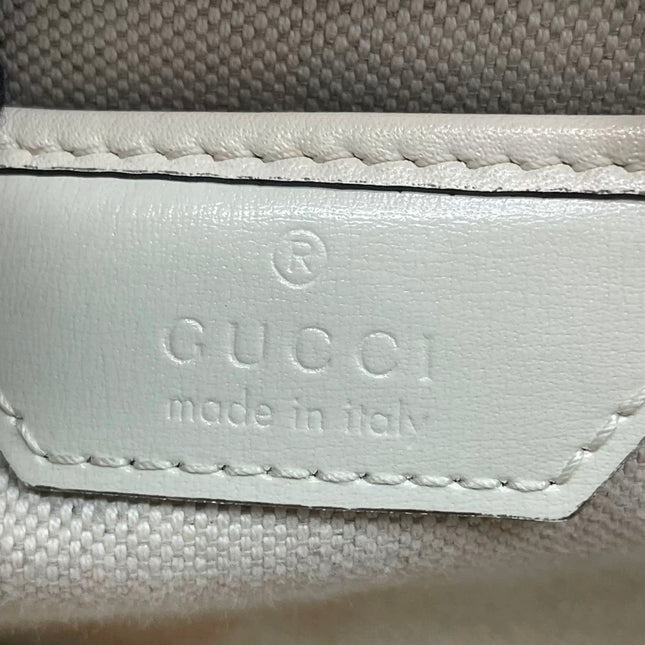Gucci Bamboo 1947 Top Handle Bag Small White Box Leather Canvas Strap