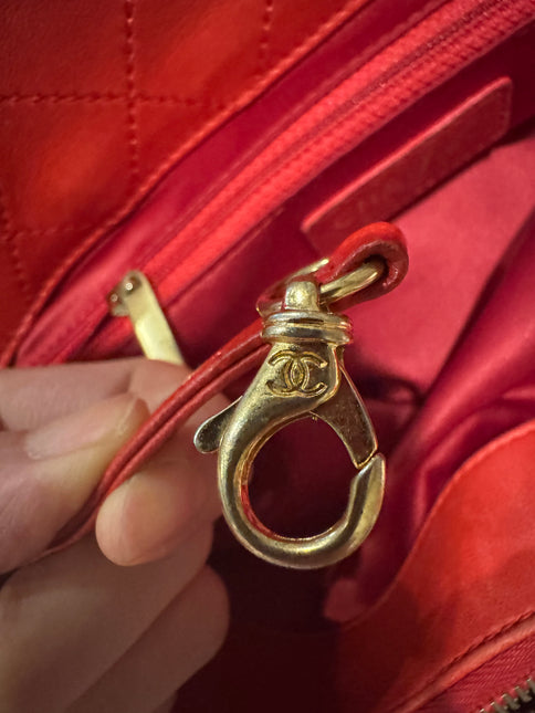 Chanel Shopping Tote Red Lambskin Leather Gold Hardware 2013-14