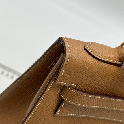 Hermes Kelly 32 Sellier Vintage Gold Epsom Leather Gold Hardware With Strap 1990