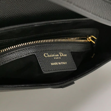 Dior Saddle 2020 Medium Grained Calfskin Leather Bag Black