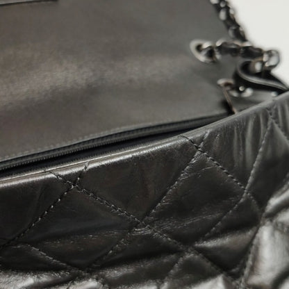 Chanel Chain Me Chain Around Medium Flap Bag Shiny Black Calfskin Leather, 2012