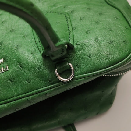 Prada Inside Bag Green Ostrich Leather Green Lambskin Leather Interior Medium