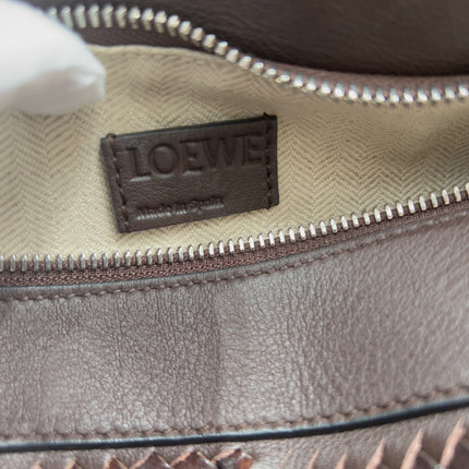 Loewe Puzzle Small Leather Woven Braided Dark Brown Crossbody Bag