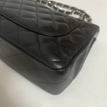 Chanel Classic Flap Jumbo 2009 Black Caviar Leather Single Flap Silver Hardware