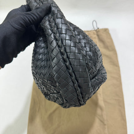 Sold Bottega Veneta Black Belly Hobo Intrecciato Nappa Leather Handbag