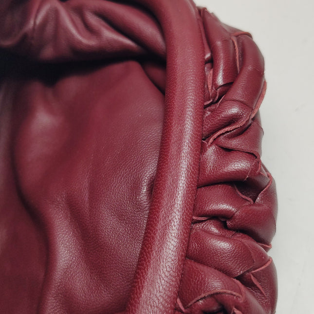 Bottega Veneta Pouch Mini Intrecciato Burgundy Lambskin Leather Crossbody Bag