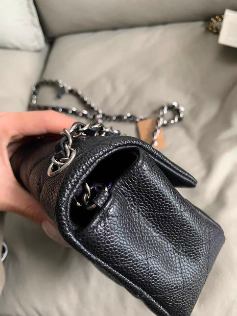 Chanel Classic Flap Mini Black Caviar Silver Hardware 2017-18